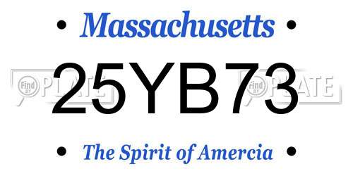 25YB73 Massachusetts License Plate