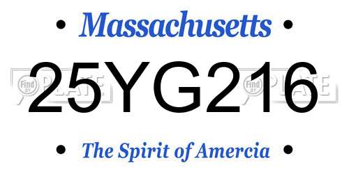 25YG216 Massachusetts License Plate