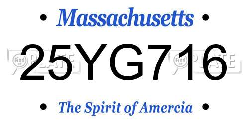 25YG716 Massachusetts License Plate