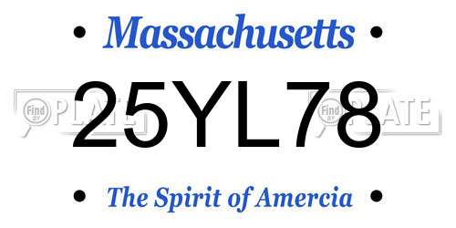 25YL78 Massachusetts License Plate