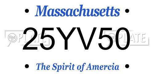 25YV50 Massachusetts License Plate
