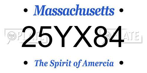 25YX84 Massachusetts License Plate
