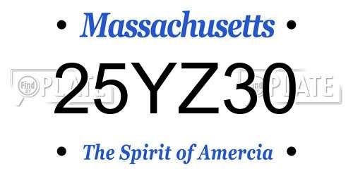 25YZ30 Massachusetts License Plate