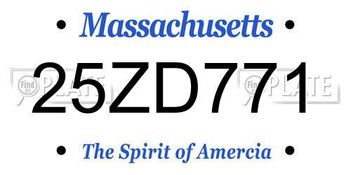 25ZD771 Massachusetts License Plate