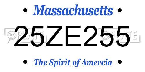 25ZE255 Massachusetts License Plate