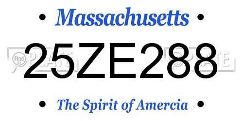25ZE288 Massachusetts License Plate