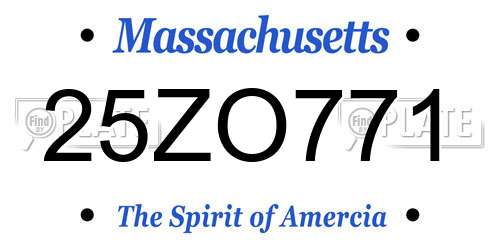 25ZO771 Massachusetts License Plate