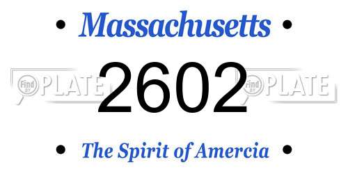 2602 Massachusetts License Plate