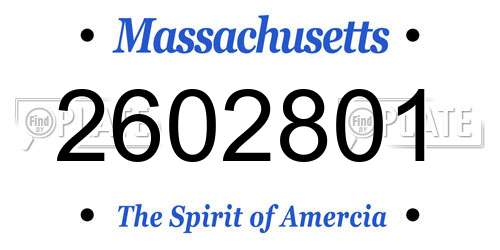 2602801 Massachusetts License Plate
