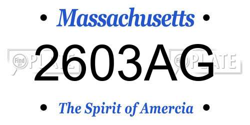 2603AG Massachusetts License Plate