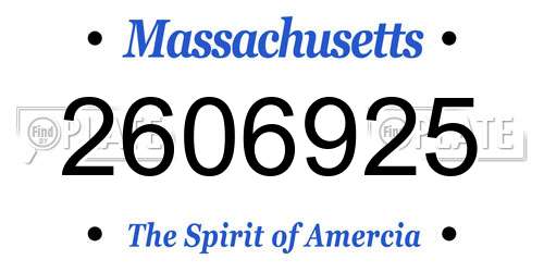 2606925 Massachusetts License Plate