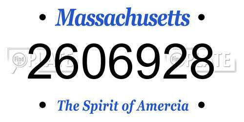 2606928 Massachusetts License Plate