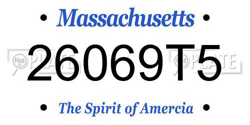 26069T5 Massachusetts License Plate