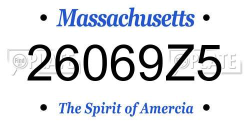 26069Z5 Massachusetts License Plate