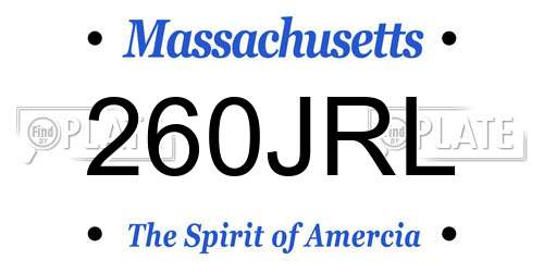 260JRL Massachusetts License Plate