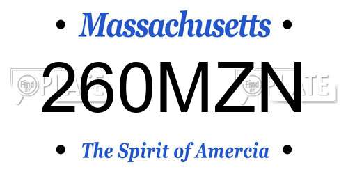 260MZN Massachusetts License Plate