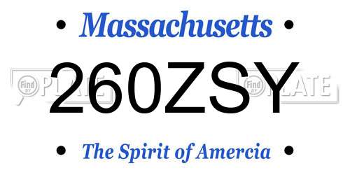 260ZSY Massachusetts License Plate