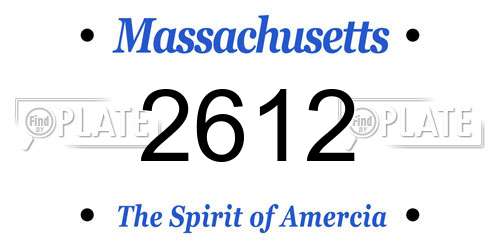 2612 Massachusetts License Plate