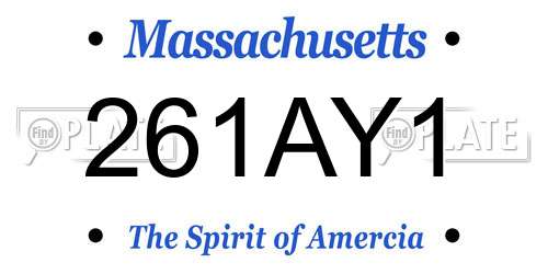 261AY1 Massachusetts License Plate