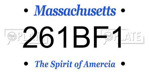 261BF1 Massachusetts License Plate