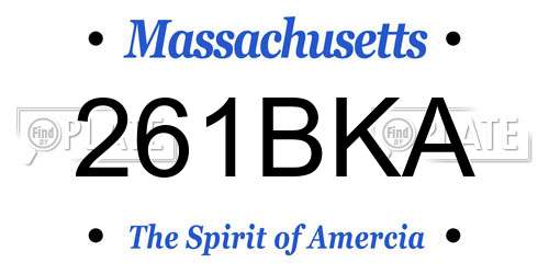 261BKA Massachusetts License Plate