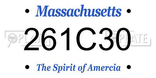 261C30 Massachusetts License Plate
