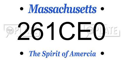 261CE0 Massachusetts License Plate