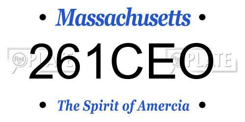 261CEO Massachusetts License Plate