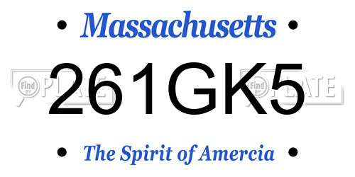 261GK5 Massachusetts License Plate