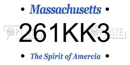 261KK3 Massachusetts License Plate
