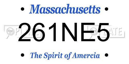 261NE5 Massachusetts License Plate
