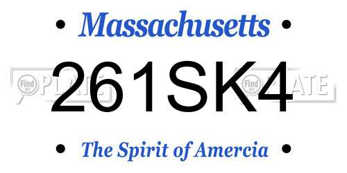 261SK4 Massachusetts License Plate