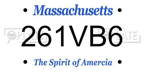 261VB6 Massachusetts License Plate