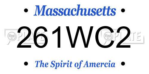 261WC2 Massachusetts License Plate
