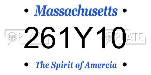 261Y10 Massachusetts License Plate