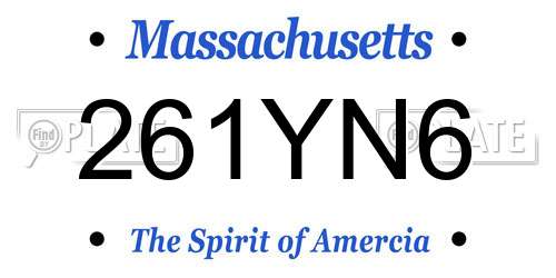 261YN6 Massachusetts License Plate