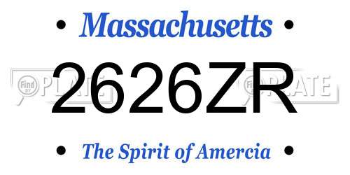 2626ZR Massachusetts License Plate