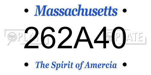 262A40 Massachusetts License Plate