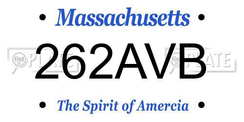 262AVB Massachusetts License Plate