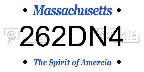 262DN4 Massachusetts License Plate