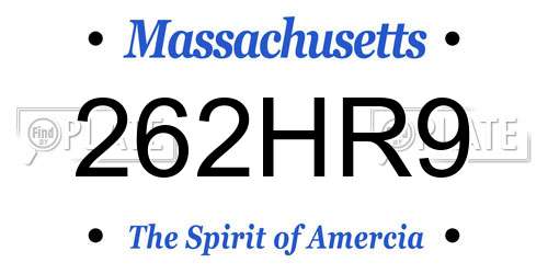 262HR9 Massachusetts License Plate