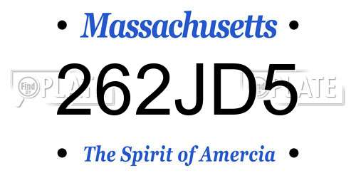 262JD5 Massachusetts License Plate