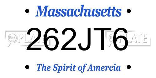 262JT6 Massachusetts License Plate