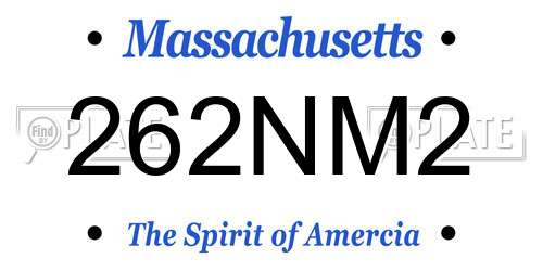 262NM2 Massachusetts License Plate