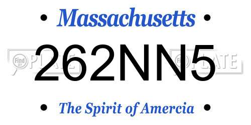 262NN5 Massachusetts License Plate