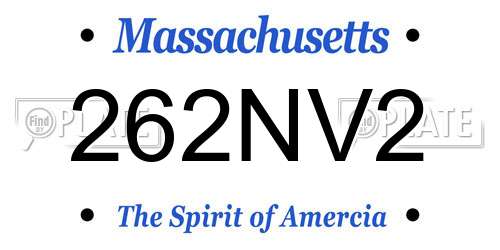 262NV2 Massachusetts License Plate