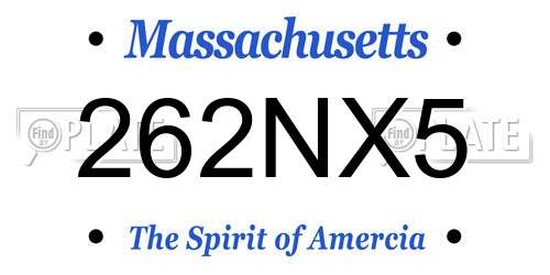 262NX5 Massachusetts License Plate