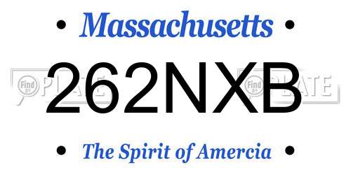262NXB Massachusetts License Plate