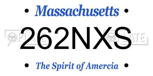 262NXS Massachusetts License Plate