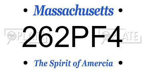 262PF4 Massachusetts License Plate